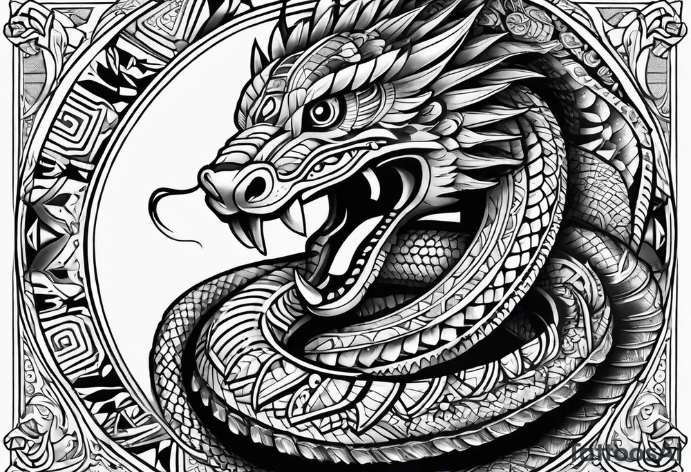 aztec snake sleeve tattoo idea