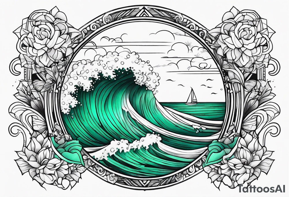 sea water green tattoo idea