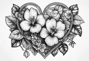 Heart made with violets tattoo idea