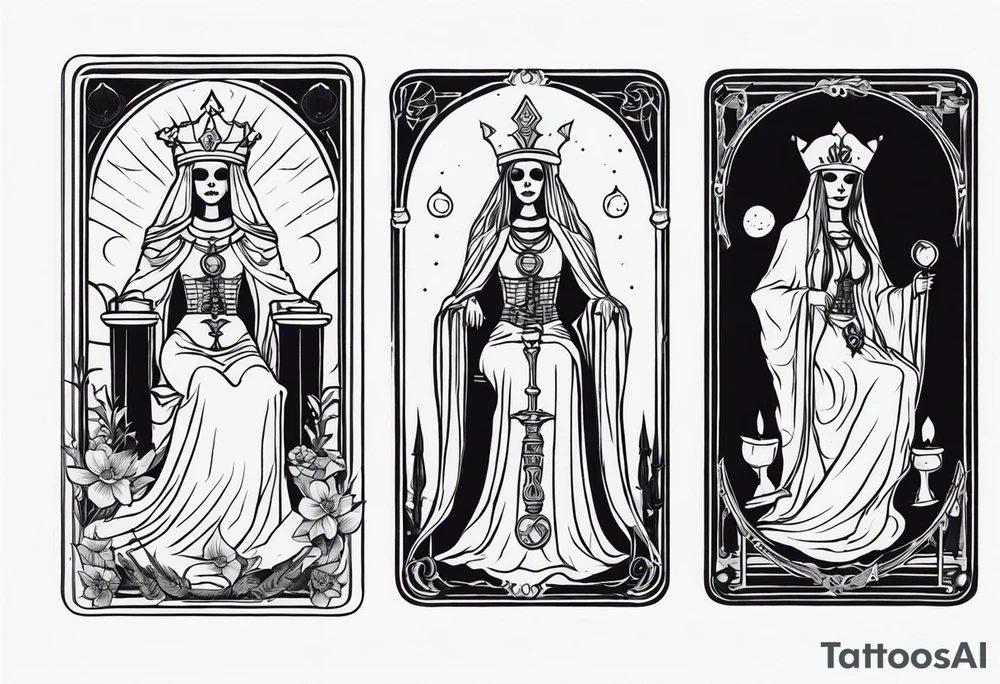 High priestess as a skeleton tarot card tattoo idea