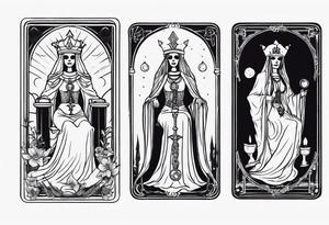 High priestess as a skeleton tarot card tattoo idea