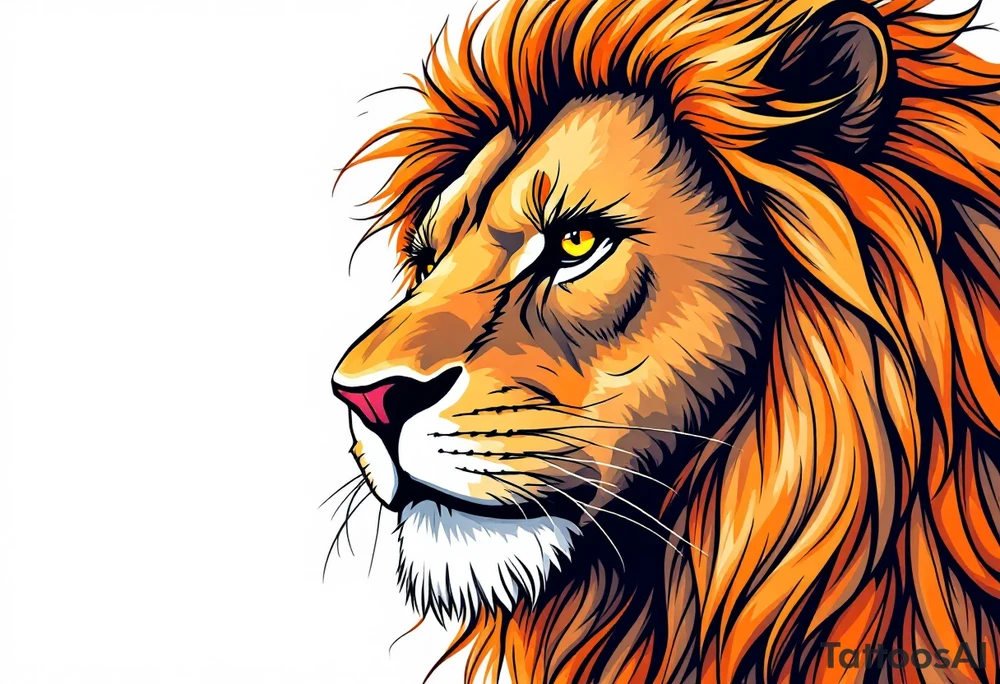 powerful majestic lion, close-up tattoo idea