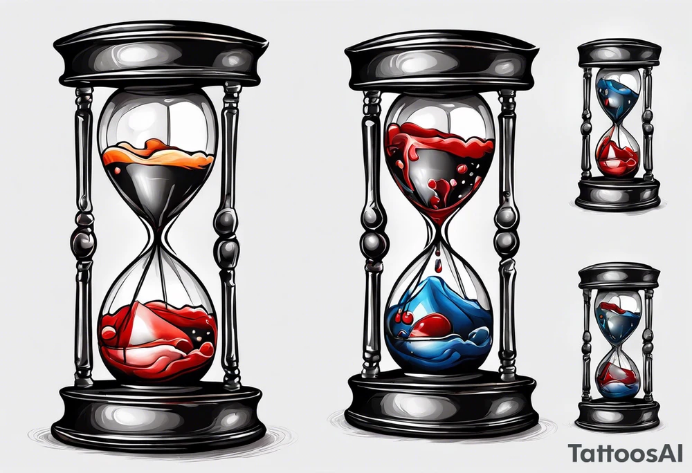 a sand timer with pain, tears, blood and light tattoo idea