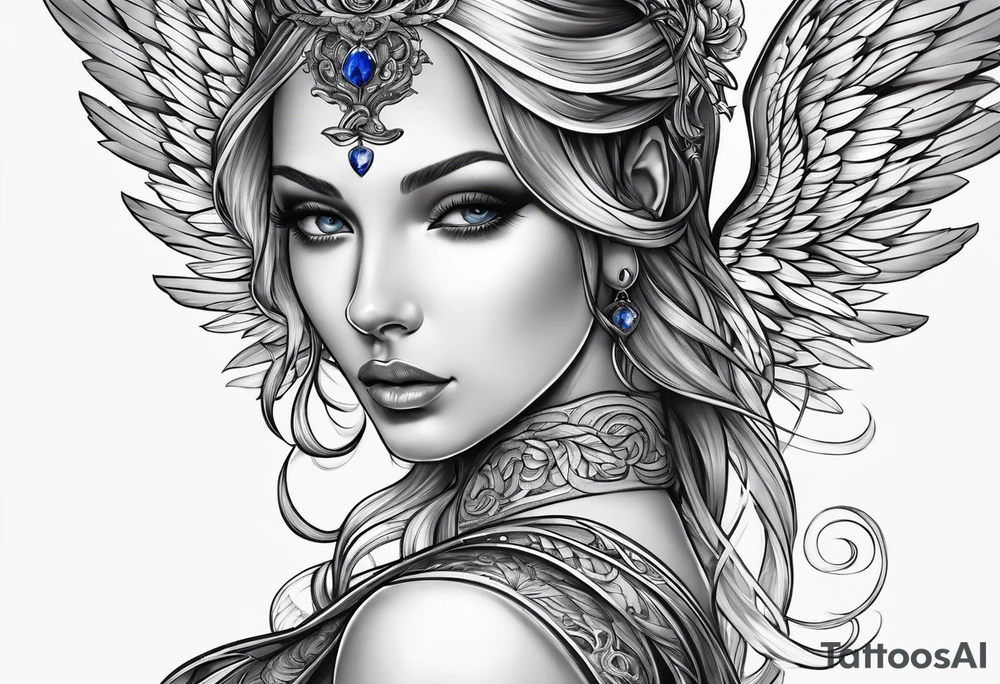 Sapphire angel tattoo idea