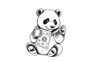 panda counting money tattoo idea