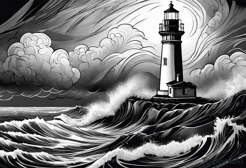 lighthouse in a storm tattoo idea