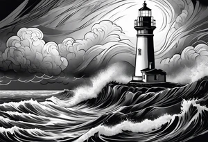 lighthouse in a storm tattoo idea