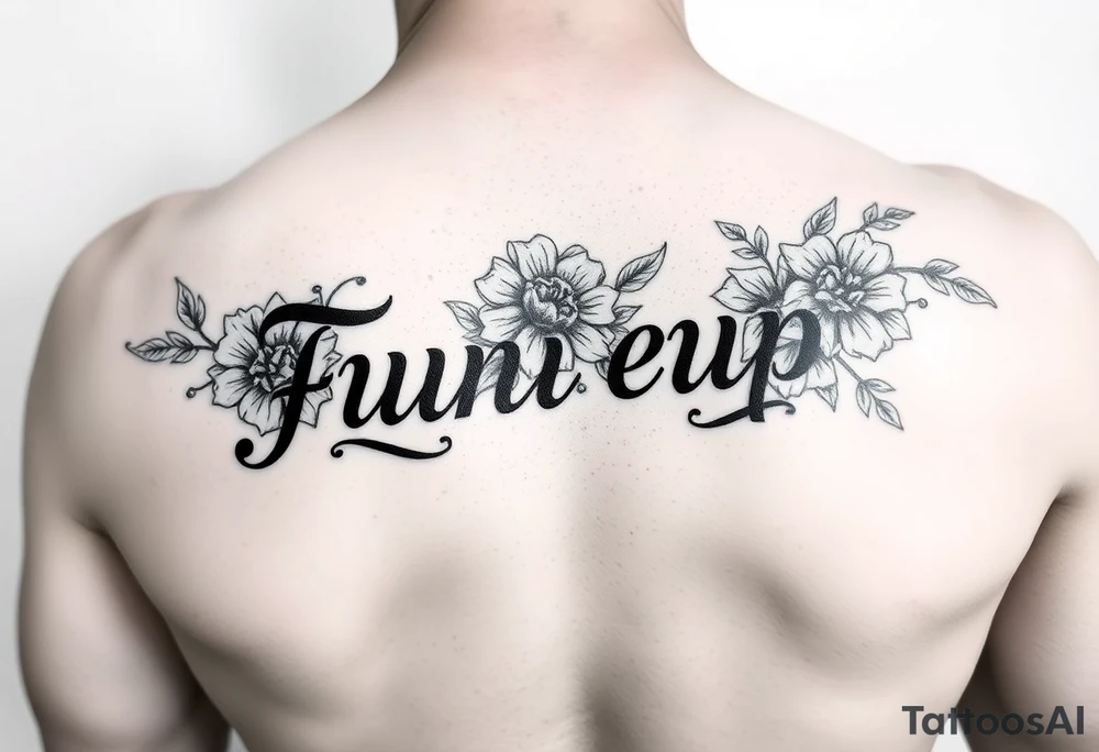 Name cover up but not flowers tattoo idea