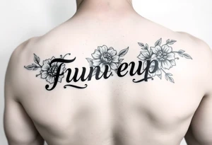 Name cover up but not flowers tattoo idea
