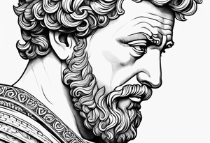 a half sleeve, upper arm, including marcus aurelius and other roman inspired filler tattoo idea