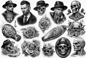 full stomach gangster sleeve realistic tattoo idea