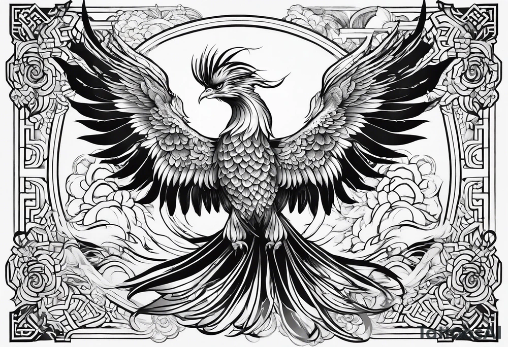traditional Japanese phoenix no background tattoo idea