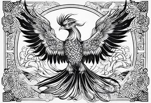 traditional Japanese phoenix no background tattoo idea