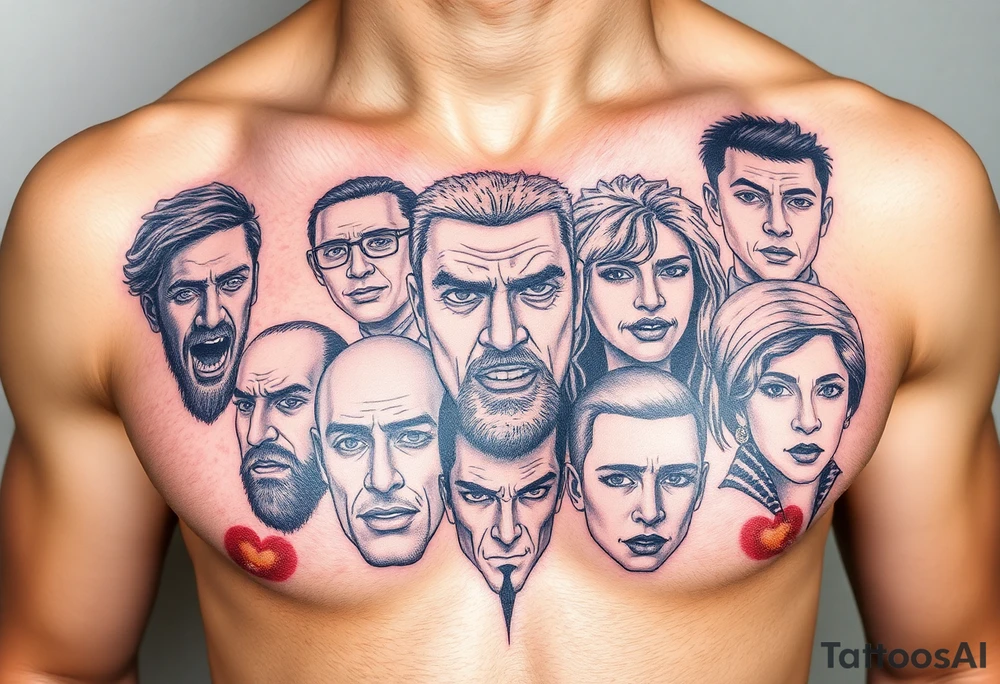 creative collage of different emotions tattoo idea