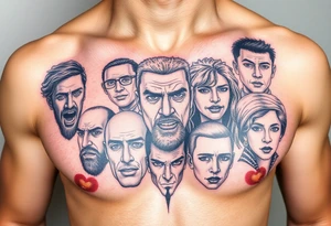 creative collage of different emotions tattoo idea