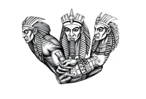 Egyptian gods sleeve tattoo idea
