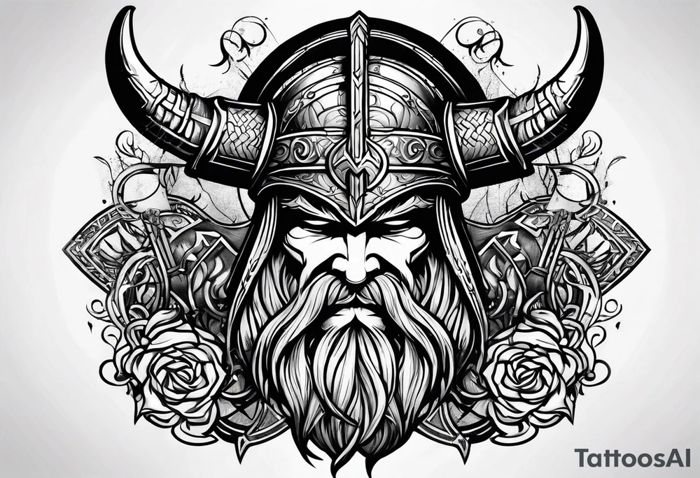 Make a viking tattoo use the triple horns tattoo idea