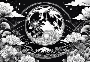 under boob  moon and lace tattoo idea