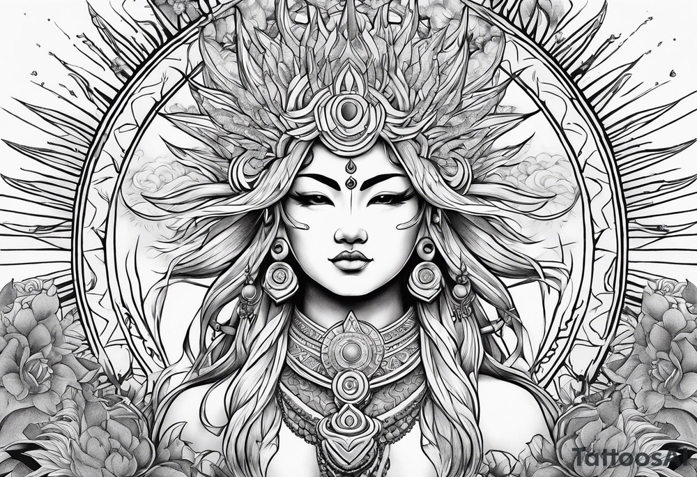Sun god Amartarasu tattoo idea