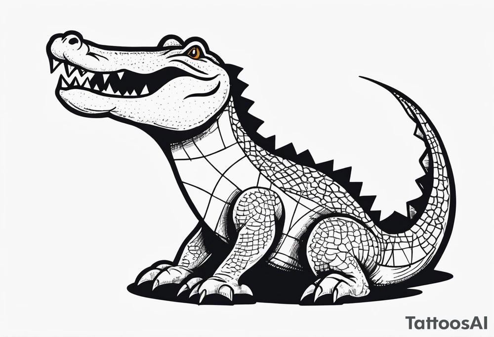 Alligator biting a 2 of spades card tattoo idea
