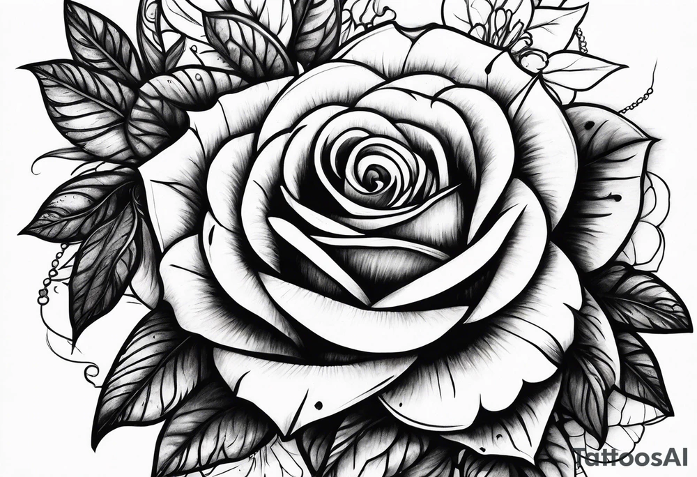 Dagger piercing roses tattoo idea