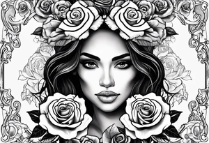 Hispanic/ Latin  woman  with half skull face , roses, loving heART, strength,  cancer zodiac sign  , time heals all tattoo idea