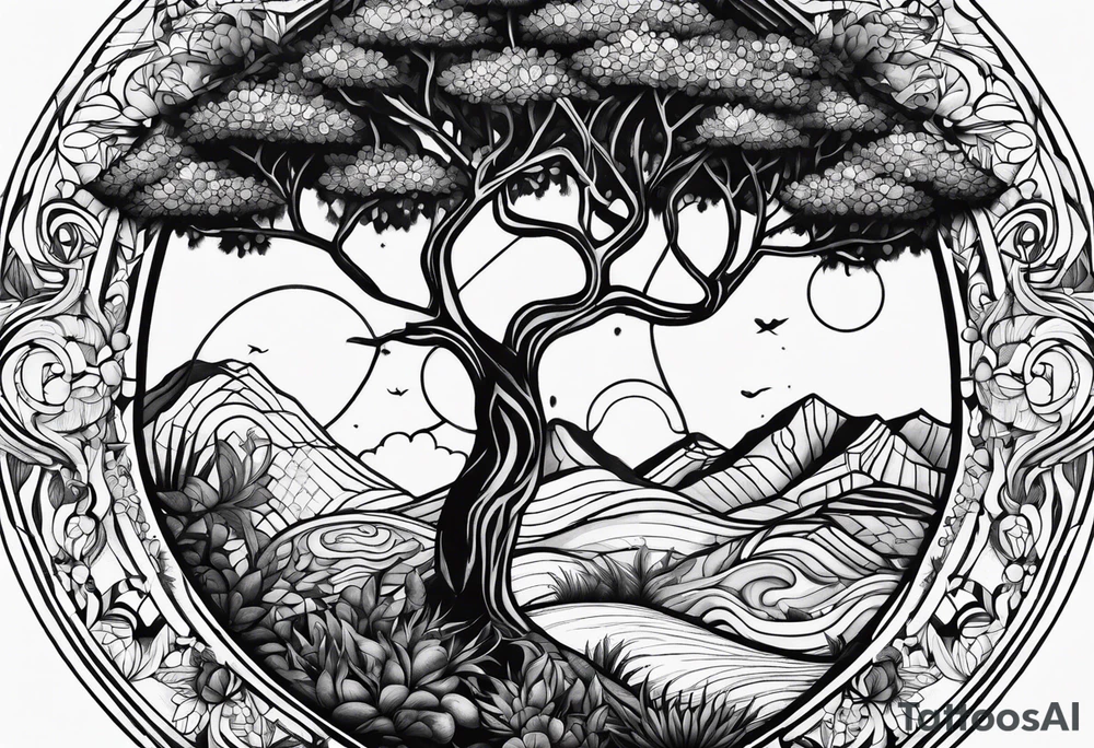 A psychedelic olivevtree tattoo idea