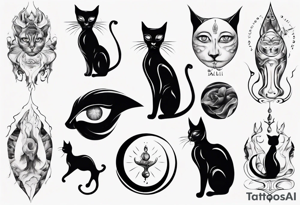 Spiritual cat tattoo idea