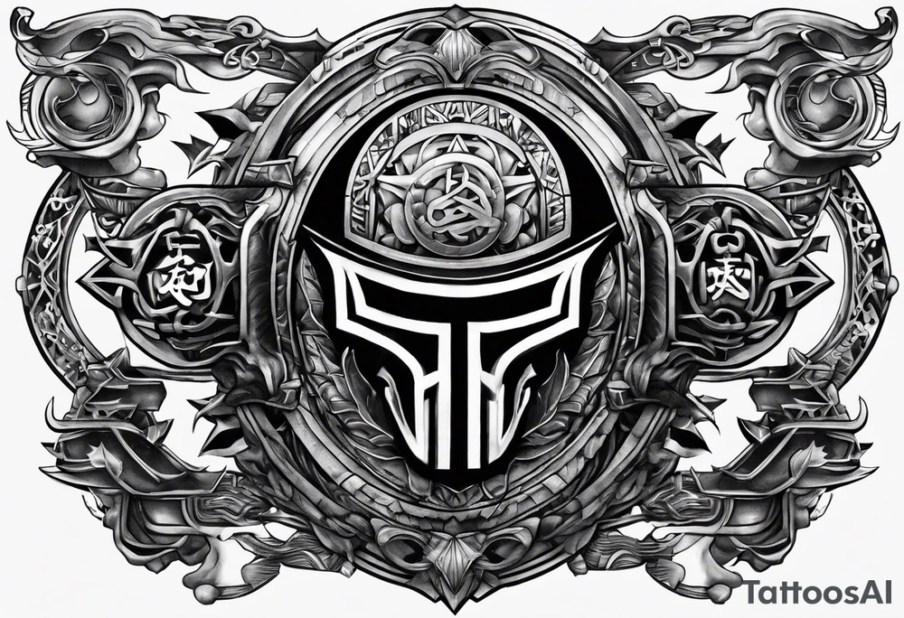the letters A W R in the middle of a ninja headband tattoo idea