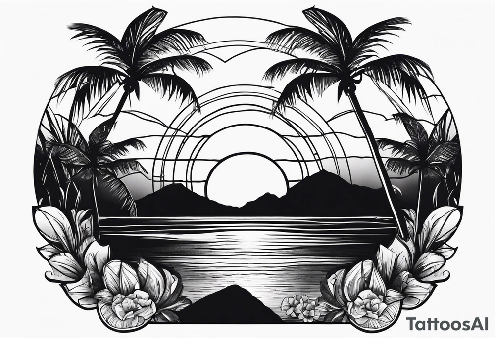 Jamaica sunset beach tattoo idea