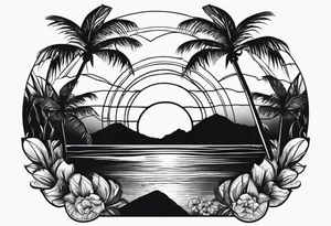 Jamaica sunset beach tattoo idea