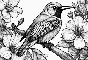 Sad, death, hummingbird, yellow finch, cardinal, flower garden, tattoo idea