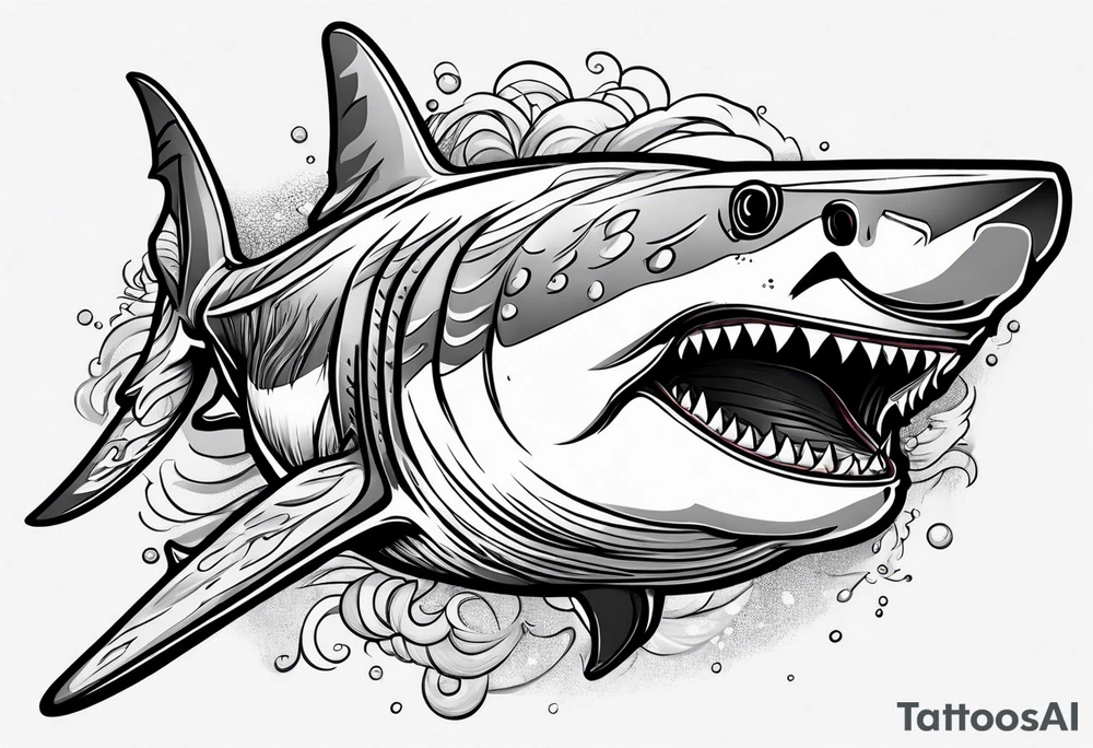 tiger shark with cool texture pattern top view tattoo idea