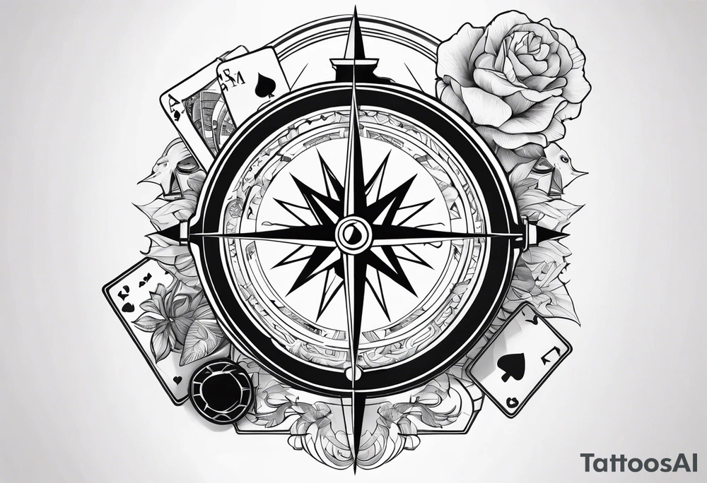 compass, playing cards, dice, horse, eagle sleeve tattoo idea compass, playing cards, dice, horse, eagle sleeve tattoo idea