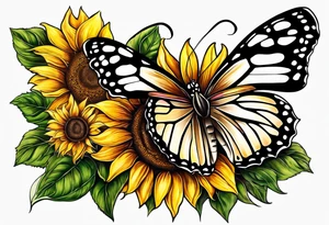 Sunflower and butterfly tattoo idea