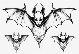Bat with a fairy on top of its body tattoo idea