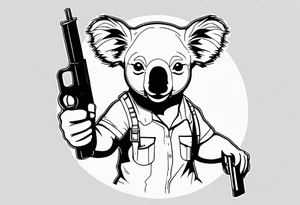 Koala holding two pistols tattoo idea