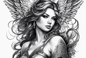 Female angel with sword and dominant tattoo idea