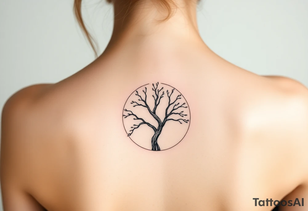 Small round tree for forearm tattoo idea