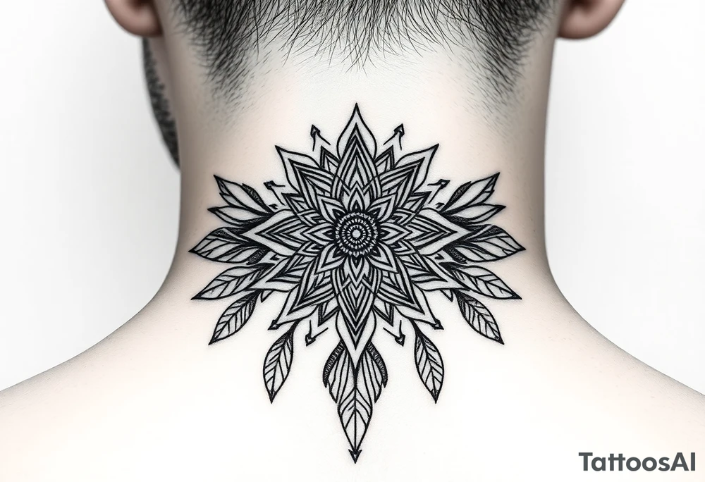 spiritual feathers ornamental mandala shaman tattoo idea