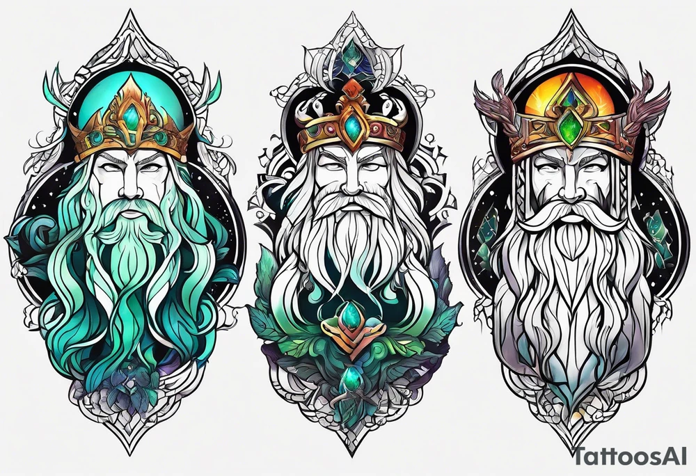 Norwegian gods with aurora borealis tattoo idea