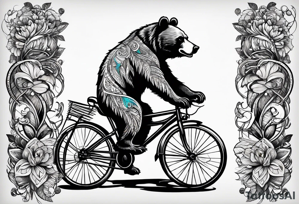 bear riding a bicycle tattoo idea