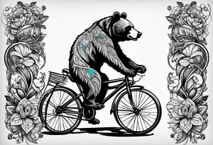 bear riding a bicycle tattoo idea