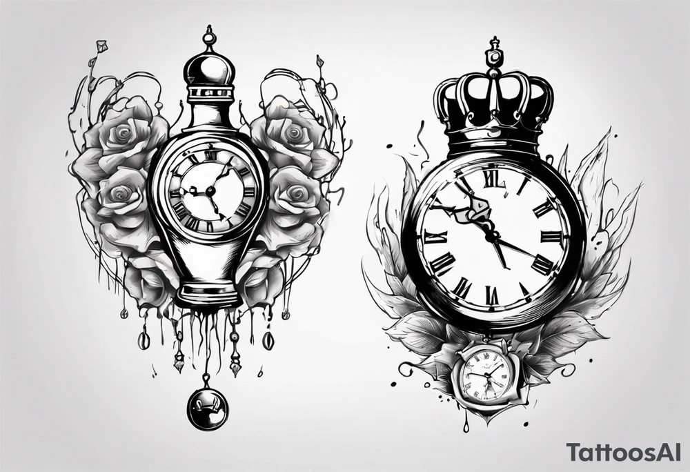 Ballon de foot avec un couronne,  une horloge avec le chiffre 23 au milieu tattoo idea