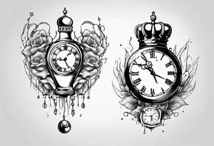 Ballon de foot avec un couronne,  une horloge avec le chiffre 23 au milieu tattoo idea