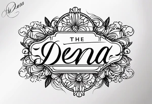 the name “Dena” in cursive, no art, just fine line tattoo idea