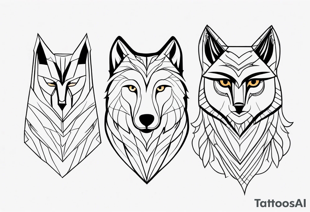 A Wolf as a father, an owl as the son and a lioness as the daughter. tattoo idea