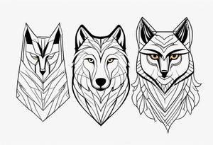 A Wolf as a father, an owl as the son and a lioness as the daughter. tattoo idea