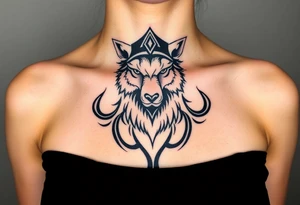Wolf wearing a sheep like a costume with the sheep's head shapes to a hat tattoo idea