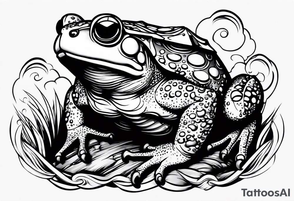 A toad in a thunderstorm tattoo idea